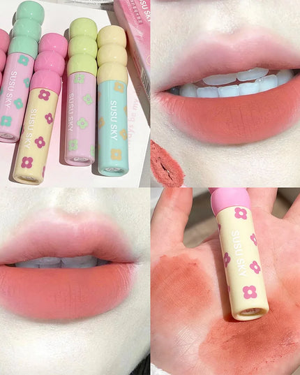 1/5Pcs Candied Fruit Lip Mud Milk Mist Velvet Matte Lip Gloss Long Lasting Not Easy To Stick Cup LipGlaze Almond Brown Pink