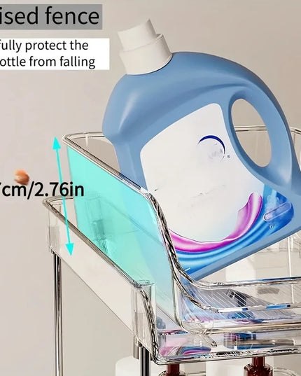 Pull-Out Under Sink Organizer with Shelf, Heavy-Duty Bathroom Storage Rack  No Tools Needed for Easy Installation, Clear Shelves