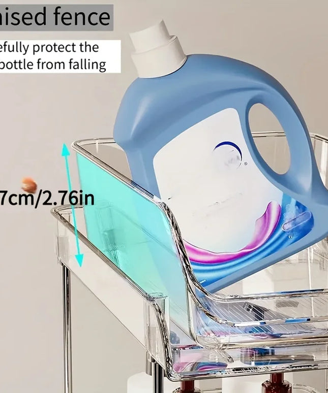 Pull-Out Under Sink Organizer with Shelf, Heavy-Duty Bathroom Storage Rack  No Tools Needed for Easy Installation, Clear Shelves