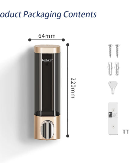 Wall Mounted Shampoo and Conditioner Dispenser, Shower Dispenser, 1 Chamber No Drill