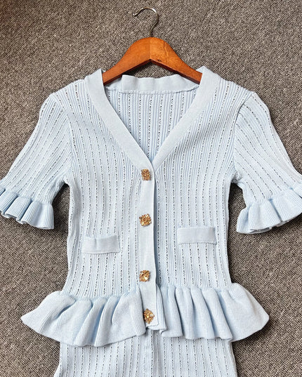 YuooMuoo Brand Fashion One-piece Knitted Maxi Dress Women Elegant V-neck Ruffled Slim Waist Bodycon Sweater Dress Party Vestido