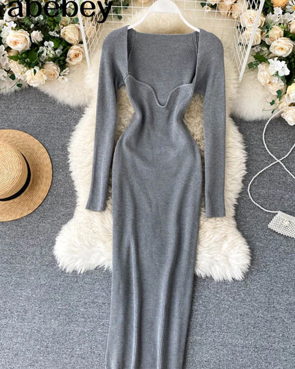 Dresses For Women 2026 Sexy Strapless Ribbed Knitted Bodycon Dress Women Winter Long Sleeve Midi Sweater Dress Clothes