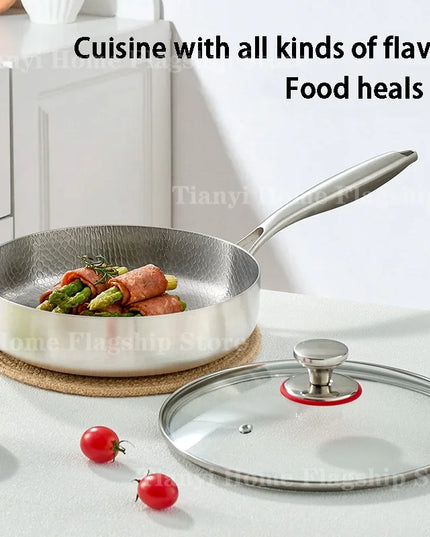 20/24/28cm Frying Pan Non-stick Wok Titanium Stainless Steel Home Egg Steak Skillet Induction Cooker Gas Stove Kitchen Cookware