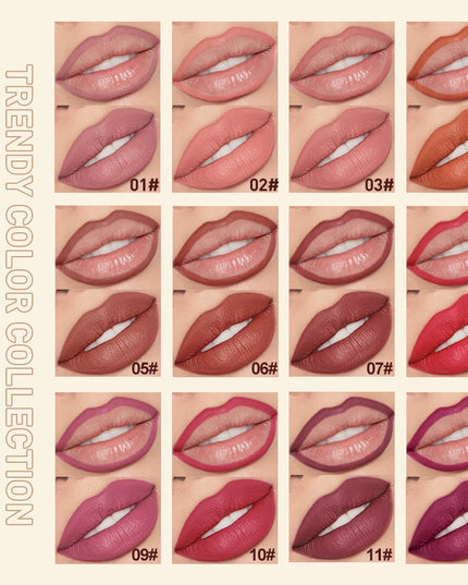 QIBEST Matte Nude Lipstick Pen Long Lasting Lipliner Lip Pencil Waterproof Lip Liner Contour Sexy Red Lip Makeup Set For Women