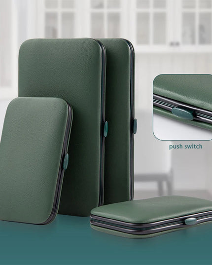 Green 6-18 Pcs Manicure Set With Leather Case Professional Foot And Face Care Tool Kits Stainless Steel Nail Clipper Sets Gift