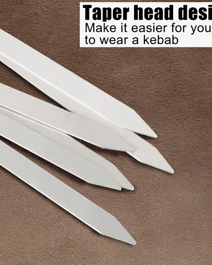 6Pcs Long Handle Shish Kebab Wood BBQ Fork Stainless steel Outdoors Grill Needle Barbecue Grill Stick 55cm 21.65" BBQ Skewers