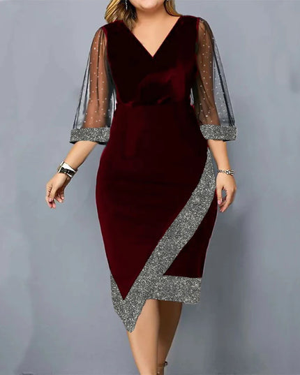 Plus Size Women Dress Winter Plus Size Black Vestidos Formal Occas Dress Elegant Long Skirt Party Female Clothin