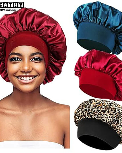 Hair Bonnet For Sleeping Women Wide Brim Sleep Cap Hair Bonnet For Curly Hair Showercap Children Men