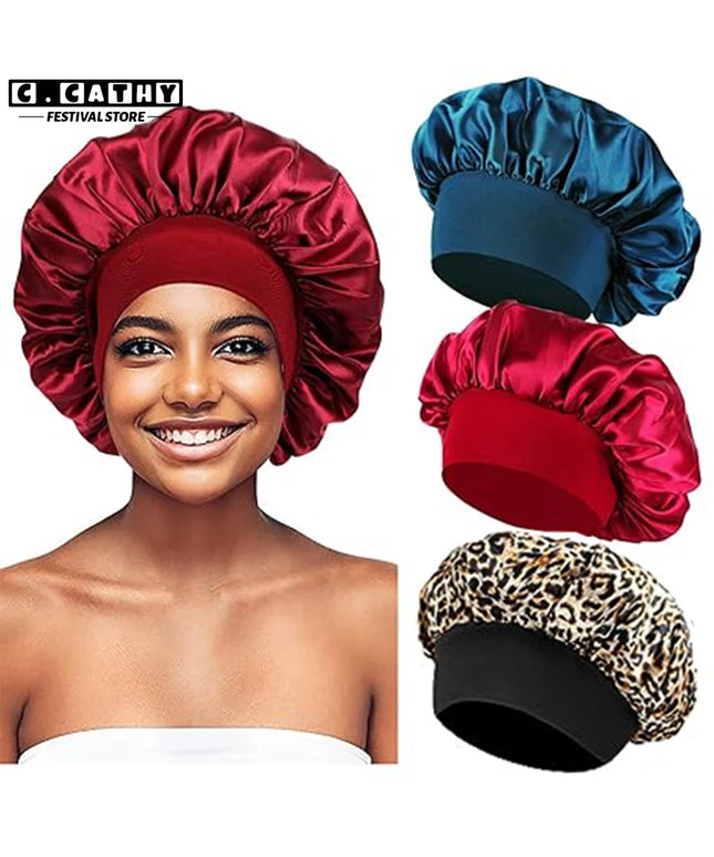 Hair Bonnet For Sleeping Women Wide Brim Sleep Cap Hair Bonnet For Curly Hair Showercap Children Men