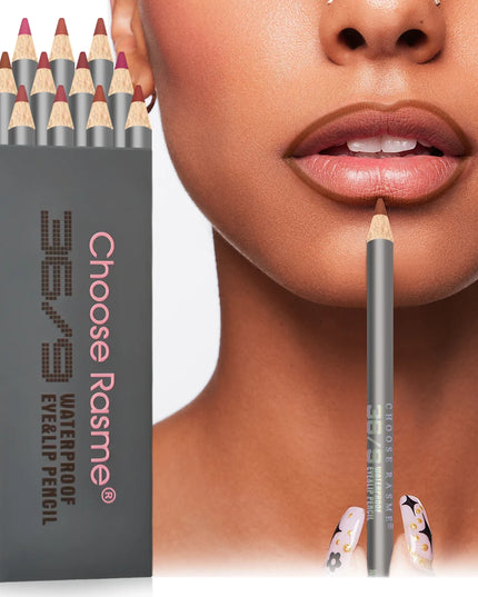 12pcs Velvet Matte Lip Liner Set - Long-Lasting Versatile Shades Longlasting Lip Makeup Berry, Brown, Pink Lip Pencil