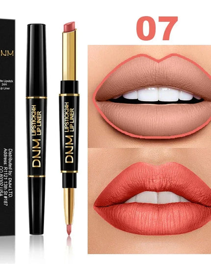 DNM Double-ended Matte Lipstick Pencil Non-stick Cup Long Lasting Lipstick Lip Liner Waterproof 2 In 1 Lip Stain Pencil Makeup