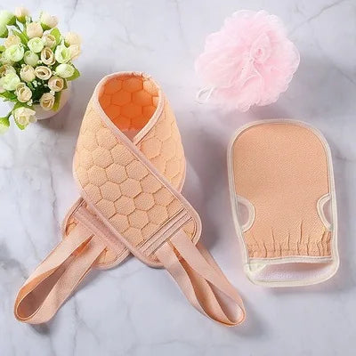 3pcs/set Body Cleaning Washcloth Soft Brush Home Hotel Bathroom Shower Ball Back Scrubber Set Exfoliating Skin Towel Bath Gloves
