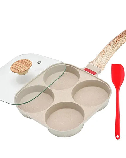 Deepened Egg Frying Pan with Lid 4-Cup Nonstick Granite Omelette Pan Skillet Pancake Pan Healthy Breakfast Egg Cooker Pan