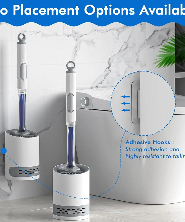 Detergent Refillable Toilet Brush Wall-Mounted Long Handle Silicone TPR Brush for Corner Cleaning Tools Bathroom Accessories