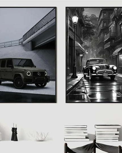 1PC Black And White Luxury Car Art Poster Poster Paper Print Home Living Room Bedroom Entrance Bar Cafe Art Painting Decoration