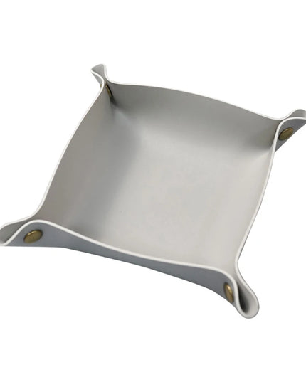 Leather Tray Foldable Table Catchall Storage Box Jewelry Key Coin Desk Top Organizer Entryway Nightstand Home Office Decoration