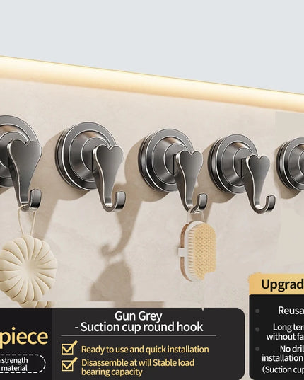 No Drill Suction Cup Hook With Strong Door Bathroom Kitchen Wall Mounted Row Hook Kitchen Hook Adhesive Hooks