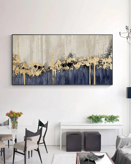 Gold Foil Teal Green 3D Texture Abstract Painting On Canvas Livingroom Bedroom Large Luxury Gold Wall Art New Home Art Decor