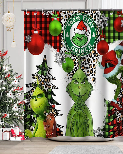 Christmas Cartoon Bathroom  Shower Curtain  Waterproof fabric bathroom Curtain With 12 Hooks Sunflower Home Deco Free Ship