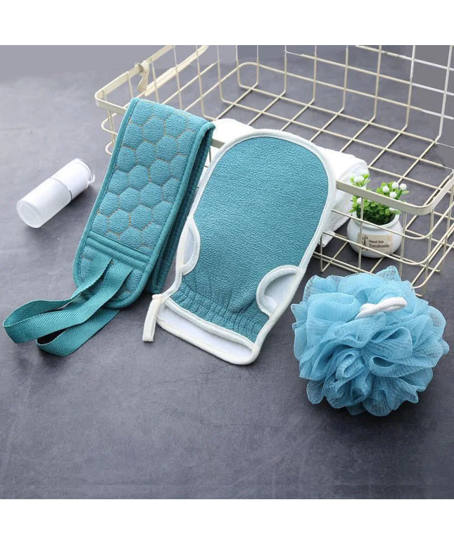 3pcs/set Body Cleaning Washcloth Soft Brush Home Hotel Bathroom Shower Ball Back Scrubber Set Exfoliating Skin Towel Bath Gloves