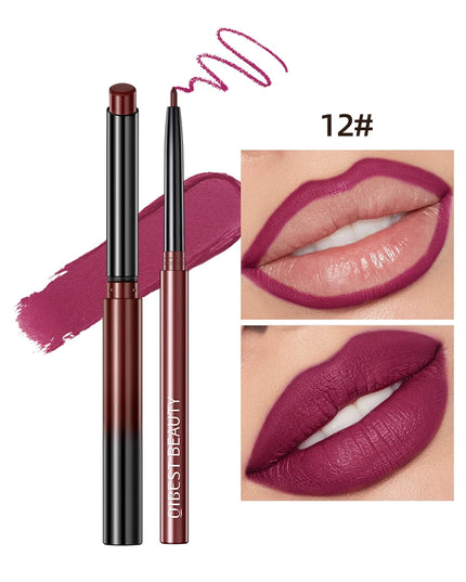 QIBEST Matte Nude Lipstick Pen Long Lasting Lipliner Lip Pencil Waterproof Lip Liner Contour Sexy Red Lip Makeup Set For Women