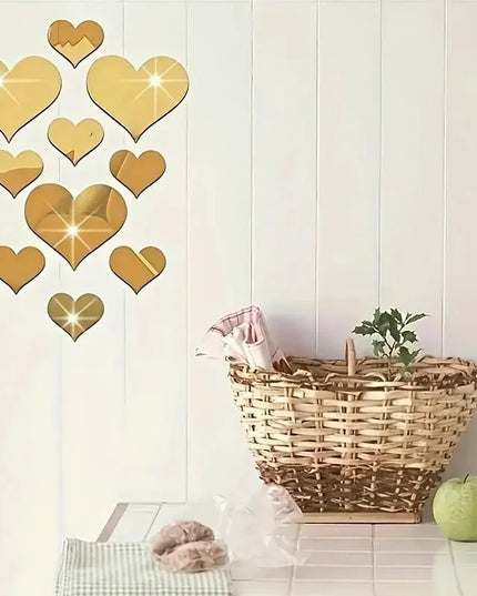 1Set 3D Love Hearts Mirror Wall Sticker Decal Wall Art Removable Wedding Decoration Kids Room Decoration Toilet Table Stickers