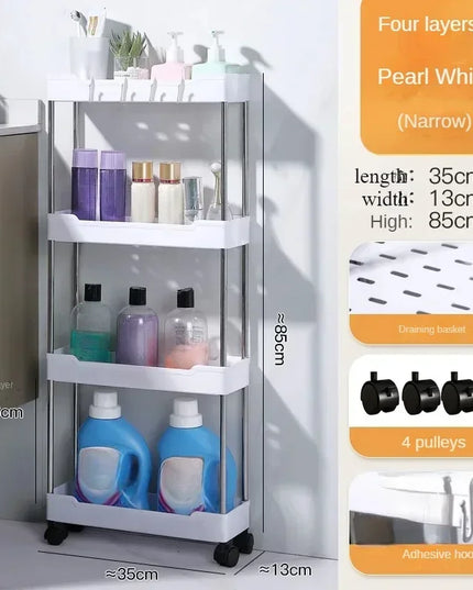 Hot 3/4 Tier Rolling Utility Cart Storage Shelf Movable Gap Storage Rack Kitchen Bathroom Slim Slide Organizer Shelf Livingroom