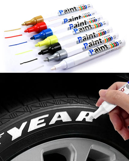 1pcs White Waterproof Cars Wheel Tire Oily Mark Pen Auto Rubber Tyre Paint Pen Cd Metal Permanent Paint Marker Graffiti Touch Up