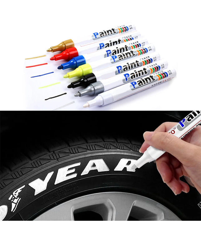 1pcs White Waterproof Cars Wheel Tire Oily Mark Pen Auto Rubber Tyre Paint Pen Cd Metal Permanent Paint Marker Graffiti Touch Up