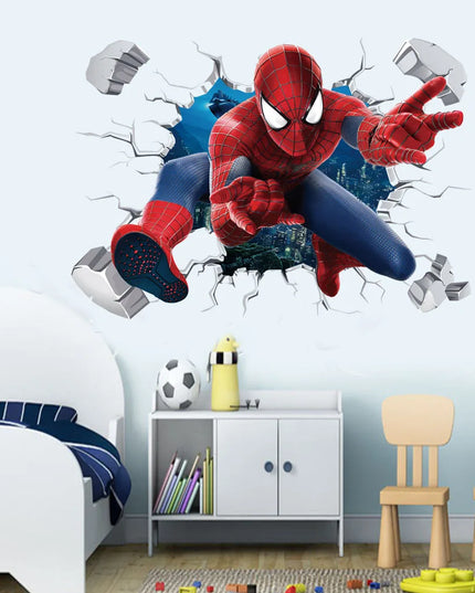 Spiderman Super Captain America Hulk Heroes Wall Stickers For Kids Room Home Bedroom PVC Decor Cartoon Movie Mural Art Decals