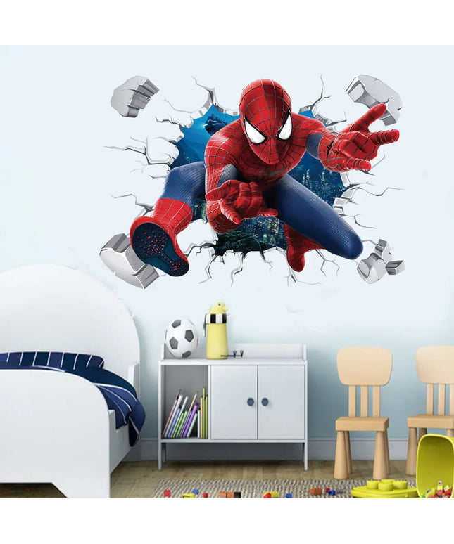 Spiderman Super Captain America Hulk Heroes Wall Stickers For Kids Room Home Bedroom PVC Decor Cartoon Movie Mural Art Decals