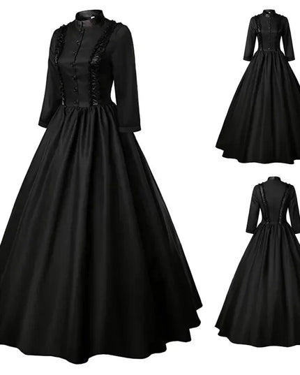 Medieval Victorian Retro Princess Cosplay Costume For Women Halloween Court Royal Gothic Elegant Vampire Bride Swing Dress