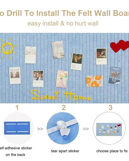 Thickened Decorative Felt Cork Board Large Bulletin Board Foldable Photo Display Board for School Home Office Walls Decor