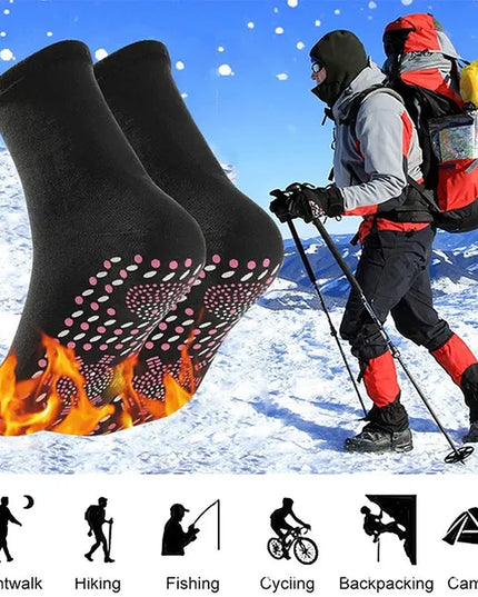 2Pcs Unisex Winter Warm Self-Heating Health Socks Pain Relief Outdoor Anti-Cold Therapy Magnetic Thermal Stockings for Men/Women