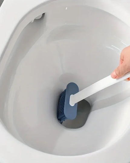Full Bathroom Cleaning Set: Wall-mounted Silicone Toilet Brush and Ergonomic Long-handle Brush - Easy-to-clean Design