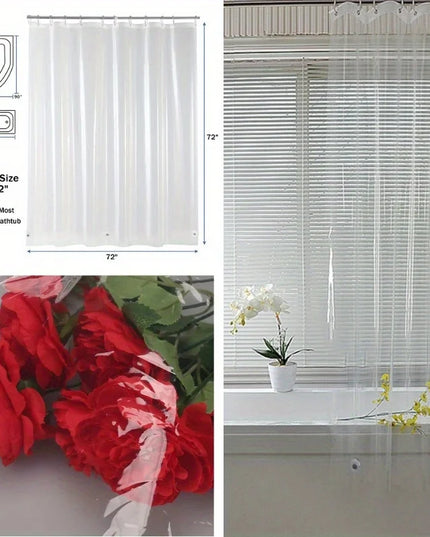 1PC PEVA Shower Curtain Waterproof Plastic Clear Bath Curtains Bathroom Curtains Home Decoration with Hooks