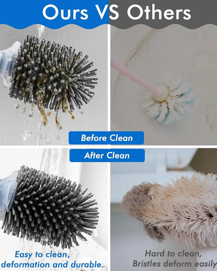 Detergent Refillable Toilet Brush Wall-Mounted Long Handle Silicone TPR Brush for Corner Cleaning Tools Bathroom Accessories