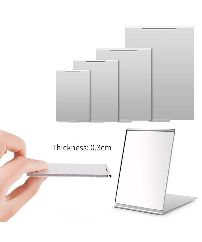 Aluminum Folding Mirror Pocket Mini Portable Makeup Mirrors Travel Hand Small Mirror Vanity Foldable Compact Cosmetics Tools
