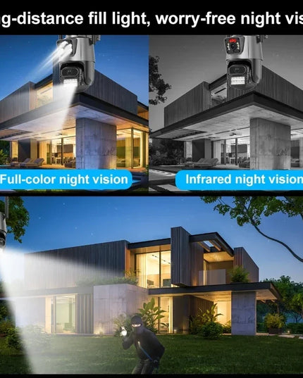 PTZ Camera Outdoor 3MP 4K HD Dual Lens Dual Screens WiFi Security IP Camera Auto Tracking Wirelss CCTV Surveillance Camera