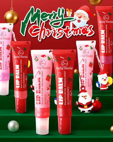 6 Colors Random Hair Moisturizing Fruit Scent Lip Gloss Long-Lasting Waterproof Liquid Lipstick Makeup Christmas Gift