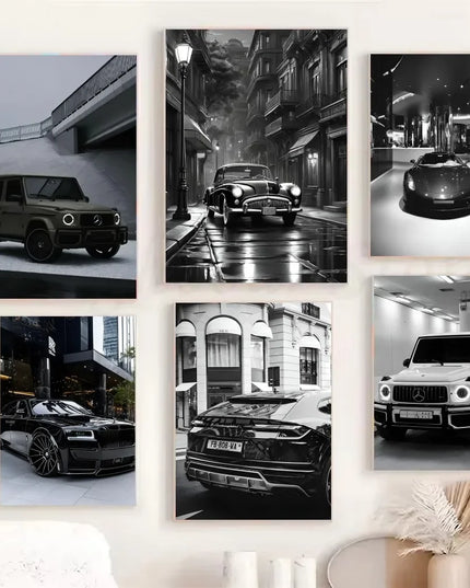 1PC Black And White Luxury Car Art Poster Poster Paper Print Home Living Room Bedroom Entrance Bar Cafe Art Painting Decoration