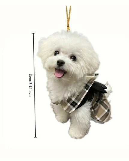 2D flat acrylic cute puppy holiday gift pendant cross-border car interior rearview mirror decoration pendant backpack pendant