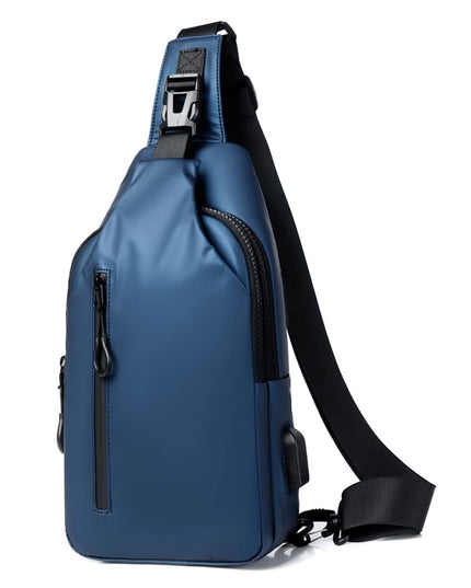 Multifunctional chest bag, men's cross bag with USB charging port and adjustable shoulder strap, suitable for daily commuting