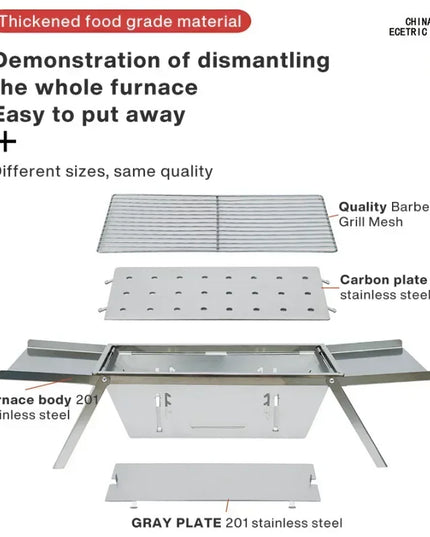 Stainless Steel Barbecue Stove Outdoor Charcoal Folding Barbecue Rack Household Small  Folding Carbon Barbecue Skewer Stove  bbq