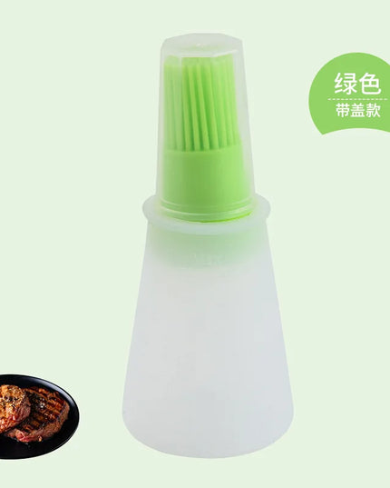 Silicone Oil Bottle Brush Oil Dispenser Bottle With Barbecue Brush High Temperature Resistant Basting Brush Kitchen BBQ Tools