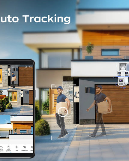 JOOAN 6K 12MP WiFi Outdoor Camera Three Len AI Motion Tracking PTZ  Video Camera Security Protection Waterproof Surveillance