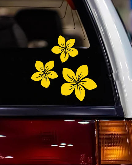 3pcs Various Colors Pretty Flower Graphics Car Stickers for Rear Window Cover Scratches on Auto Bumper Body Helmet Blossom Decal