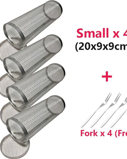 Rolling Bbq Basket- Greatest Grilling Basket Ever, Round Stainless Steel Grill Mesh, Camping Barbecue Rack For Vegetables,Fish