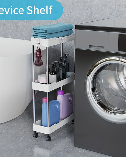 1pc Bathroom Storage Rack With Wheels, 3/4 Layer Rolling Utility Cart, Bathroom Storage Organizer, Multi-purpose Utility Cart, M