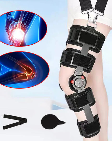 Adjustable Hinged Orthopedic Knee-Joint Support Knee Leg Brace Protector Post Surgery Bone Orthosis-Ligament Care Joint Support
